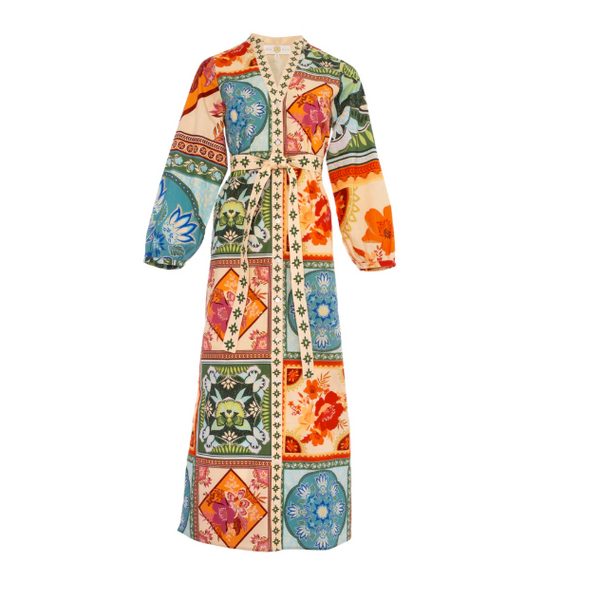 Riley Caftan in Neon Tile