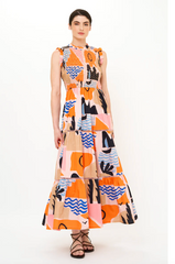 Sleeveless Smocked Maxi in Riveria Orange