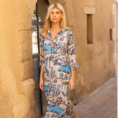 Midi Shirt Dress in Roma Blue