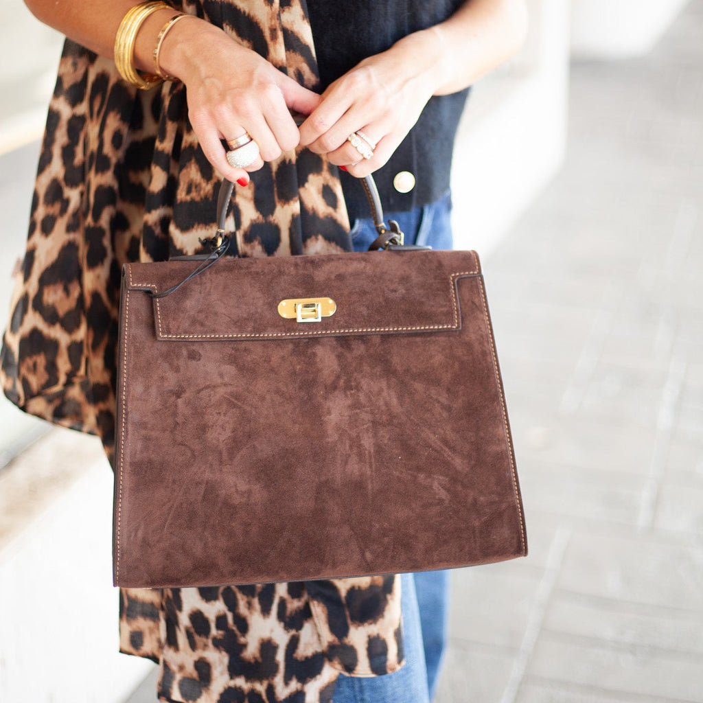 Rose Handbag in Brown Suede
