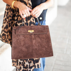 Rose Handbag in Brown Suede