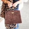 Rose Handbag in Brown Suede