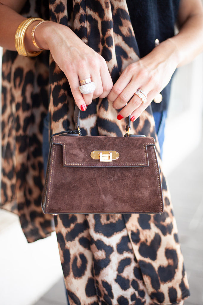 Rose Handbag in Brown Suede