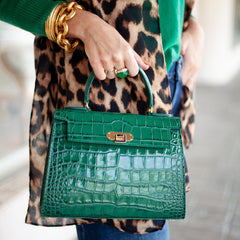 Rose Handbag in Green Croc