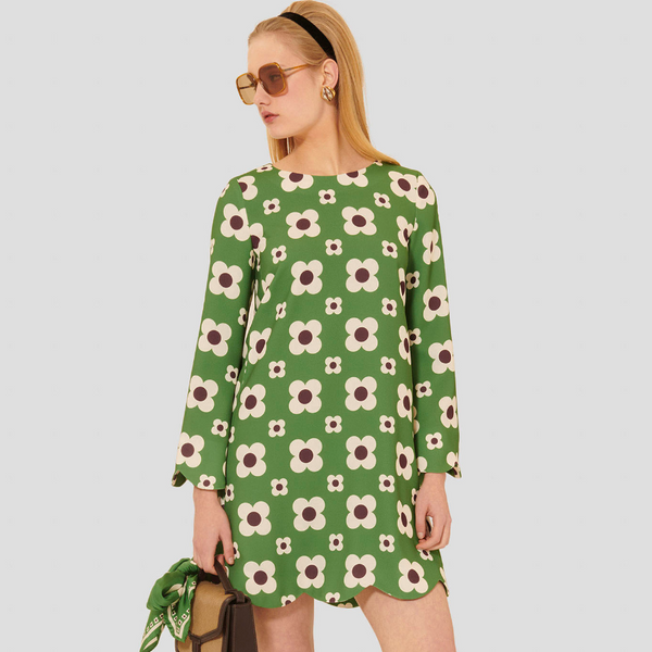 Ruoda Dress in Green Flowers