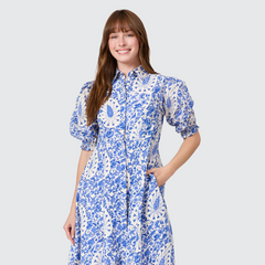 Rosie Shirtdress in Steel Paisley