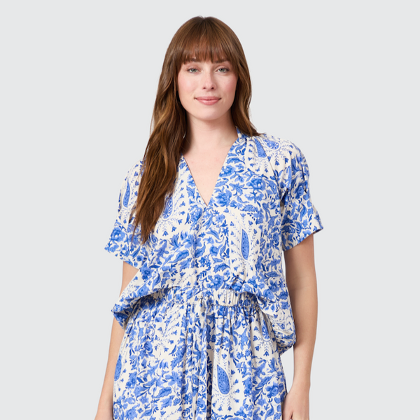 Merritt Top in Steel Paisley