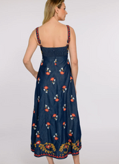 Annalisa Dress in Denim Embroidery