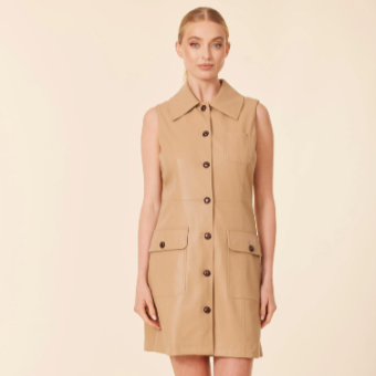 Vegan Leather Sleeveless Dress