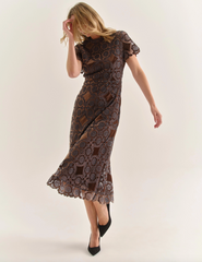 Waverly Midi Dress in Mocha