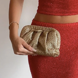 Stevie Pleated Woven Clutch