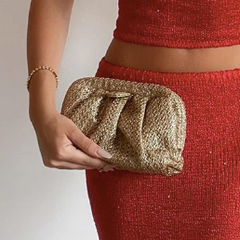 Stevie Pleated Woven Clutch