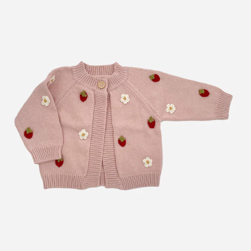 Cotton Strawberry Flower Cardigan