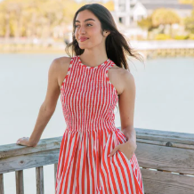 Stroll Dress in Red Stripe