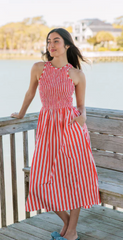 Stroll Dress in Red Stripe