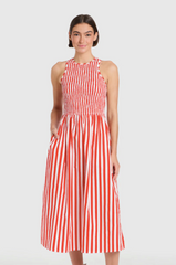 Stroll Dress in Red Stripe