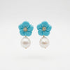 Carved Flower & Pearl Drop Earring