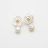Carved Flower & Pearl Drop Earring