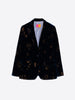 Heather Velvet Blazer with Gold Embroidery