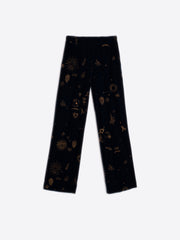 Martina Velvet Pant with Gold Embroidery