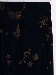 Martina Velvet Pant with Gold Embroidery