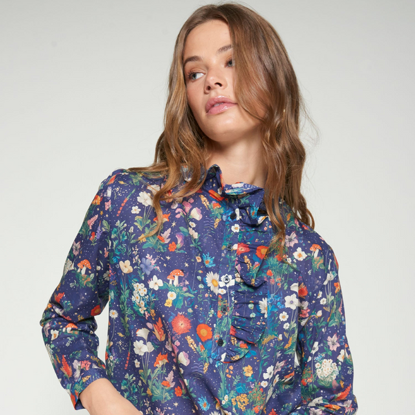 Annalisa Dress in Denim Embroidery