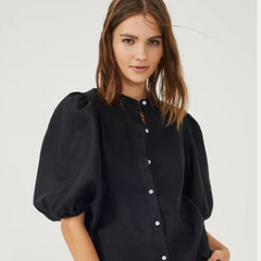 Bubble Linen Shirt in Black