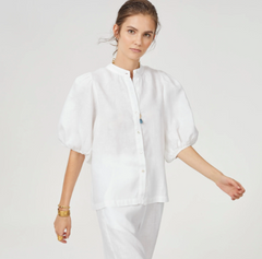 Bubble Linen Shirt in Off White