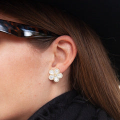 Diamond Studded Flower Earrings