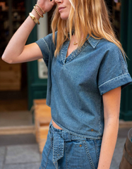 Hadley Boxy Top in Washed Chambray