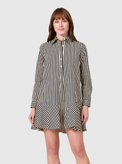 Polly Dress in Ganache Pinstripe