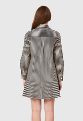 Polly Dress in Ganache Pinstripe