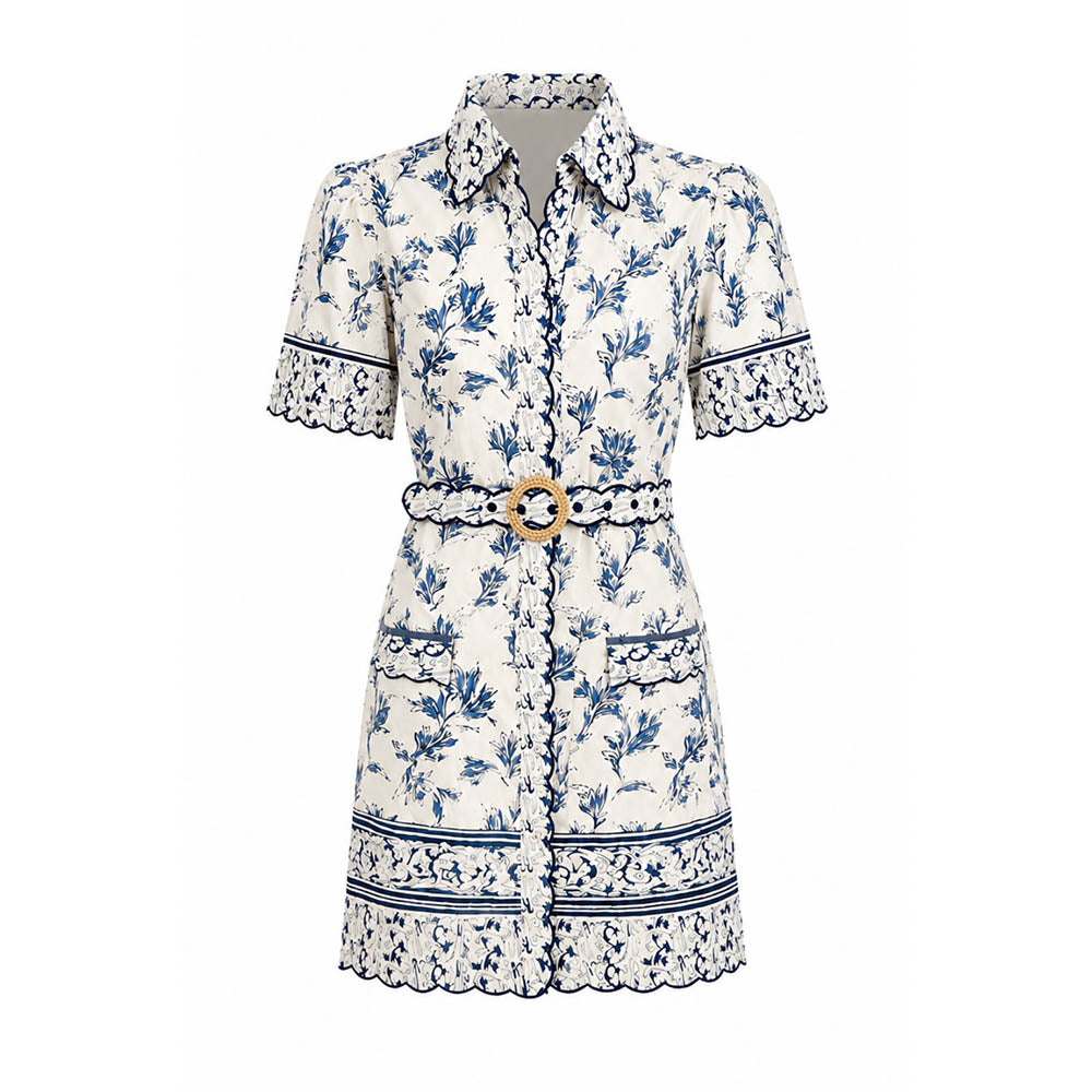 Poppy Dress in Ditsy Blue