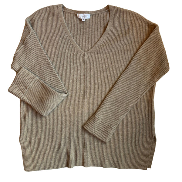 Cashmere Rib V-Neck Sweater