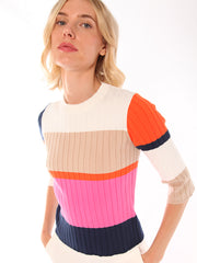 Color Block Cotton Sweater