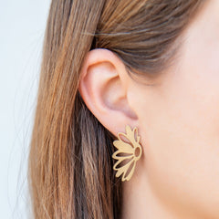 Brass Half Flower Earrinngs