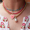 Dainty Gold & Color Beaded Necklace
